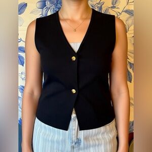 Classic Black Sleeveless Button Vest (NWT)